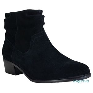 New Vionic kanela womens weather resistant suede block heel ankle bootie black